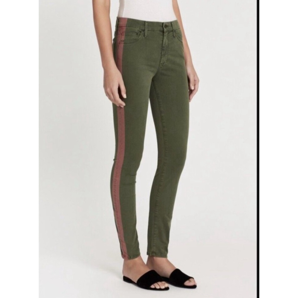 Mother Jeans Size 25 Green with Pink Stripe